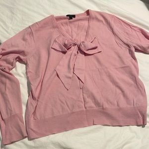 JCrew pink bow thin sweater